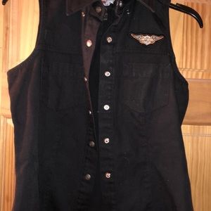 Ladies Harley Davidson Black Cotton Vest